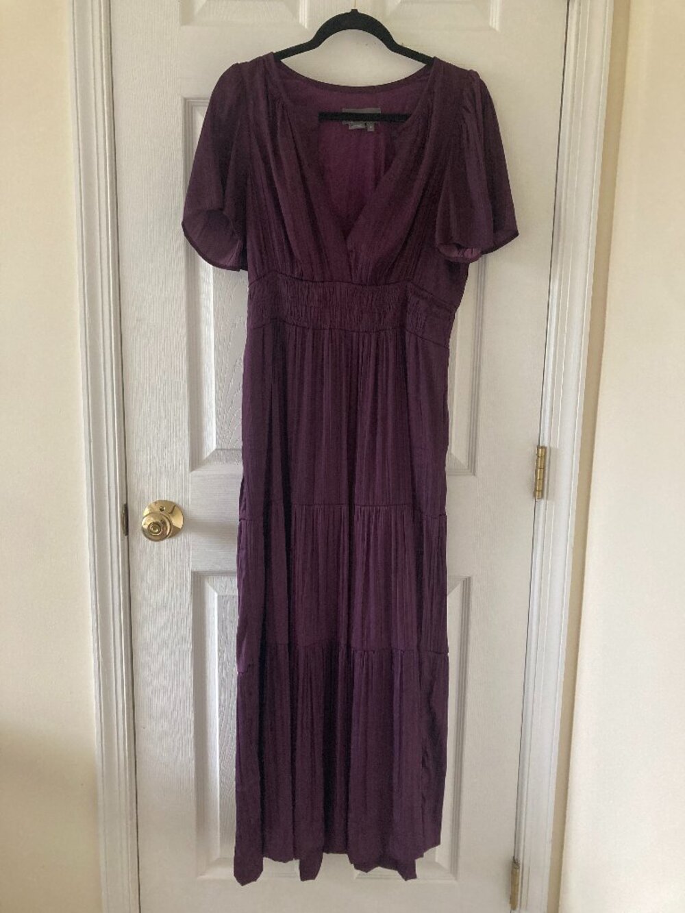 Anthropologie Somerset Satin Maxi Dress, M, Deep Plum - Picture 2 of 10